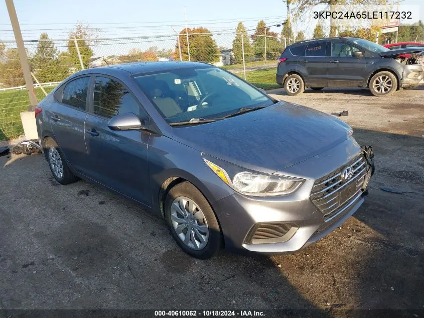 2020 Hyundai Accent Se VIN: 3KPC24A65LE117232 Lot: 40610062