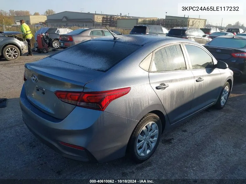 2020 Hyundai Accent Se VIN: 3KPC24A65LE117232 Lot: 40610062