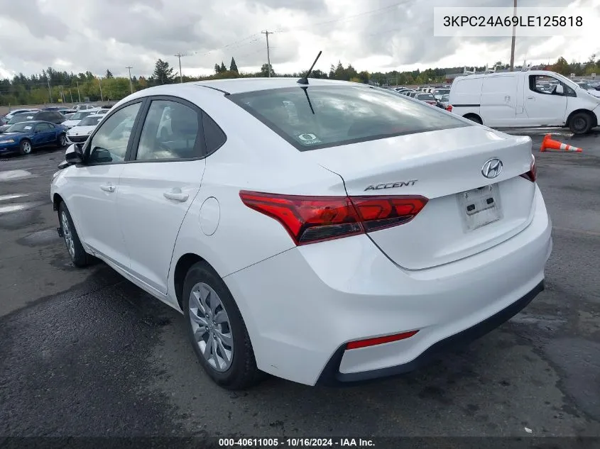 2020 Hyundai Accent Se VIN: 3KPC24A69LE125818 Lot: 40611005