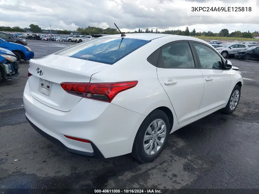 2020 Hyundai Accent Se VIN: 3KPC24A69LE125818 Lot: 40611005