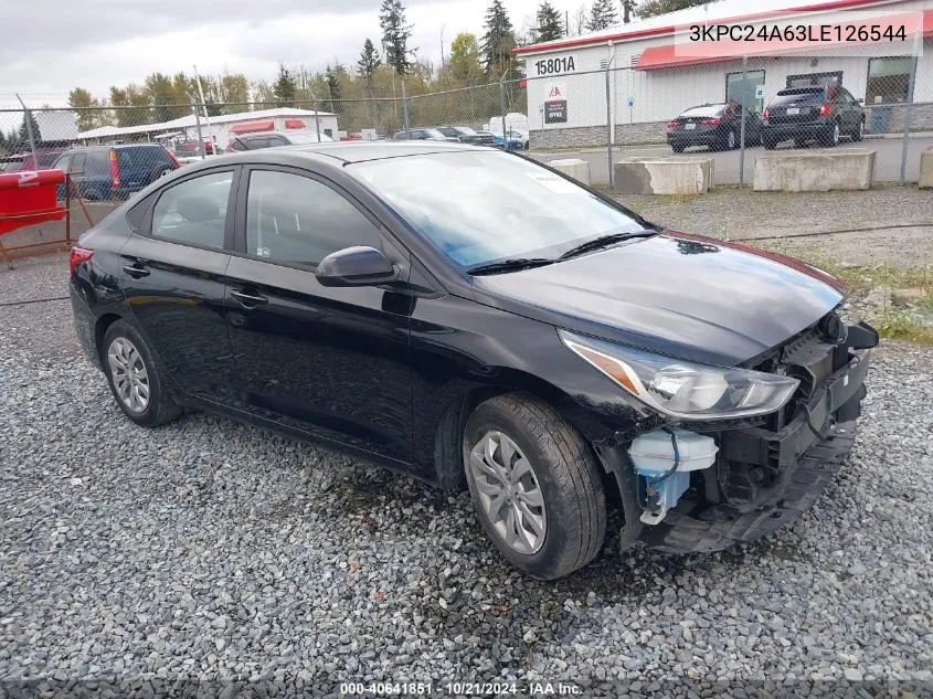 2020 Hyundai Accent Se VIN: 3KPC24A63LE126544 Lot: 40641851