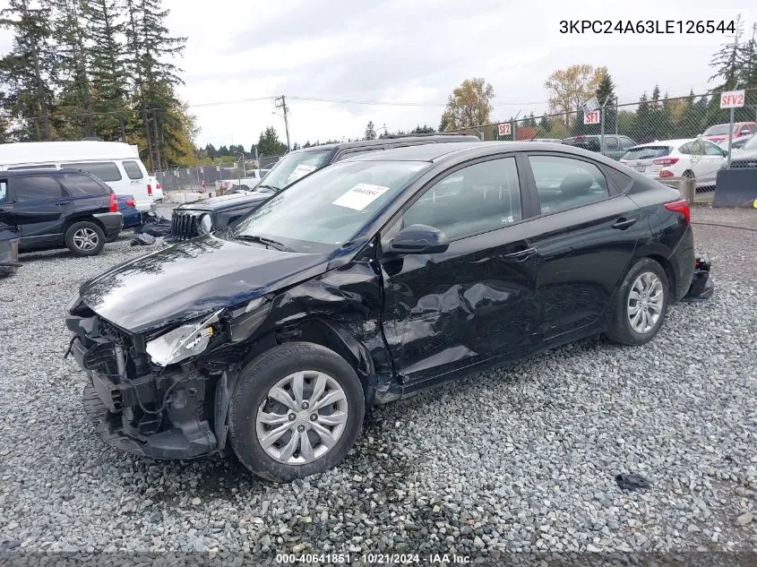 2020 Hyundai Accent Se VIN: 3KPC24A63LE126544 Lot: 40641851