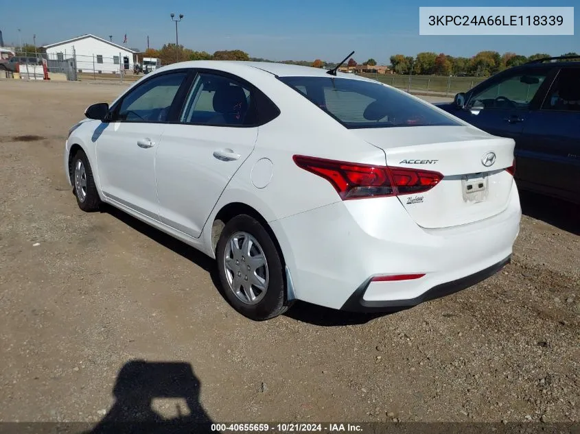 2020 Hyundai Accent Se VIN: 3KPC24A66LE118339 Lot: 40655659