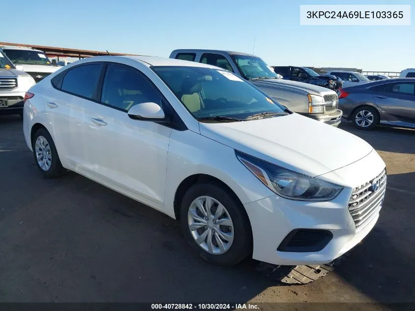 2020 Hyundai Accent Se VIN: 3KPC24A69LE103365 Lot: 40728842