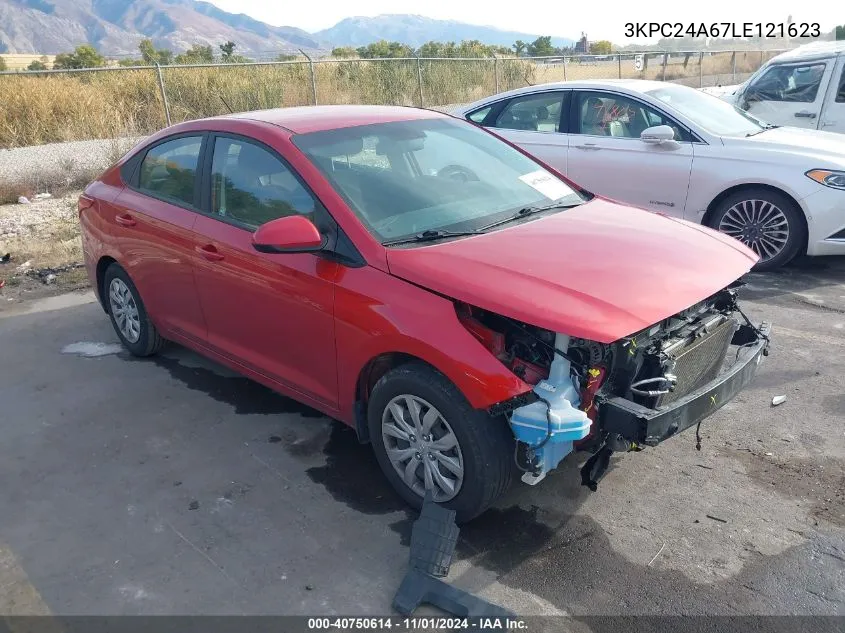 2020 Hyundai Accent Se VIN: 3KPC24A67LE121623 Lot: 40750614