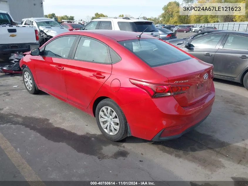 2020 Hyundai Accent Se VIN: 3KPC24A67LE121623 Lot: 40750614