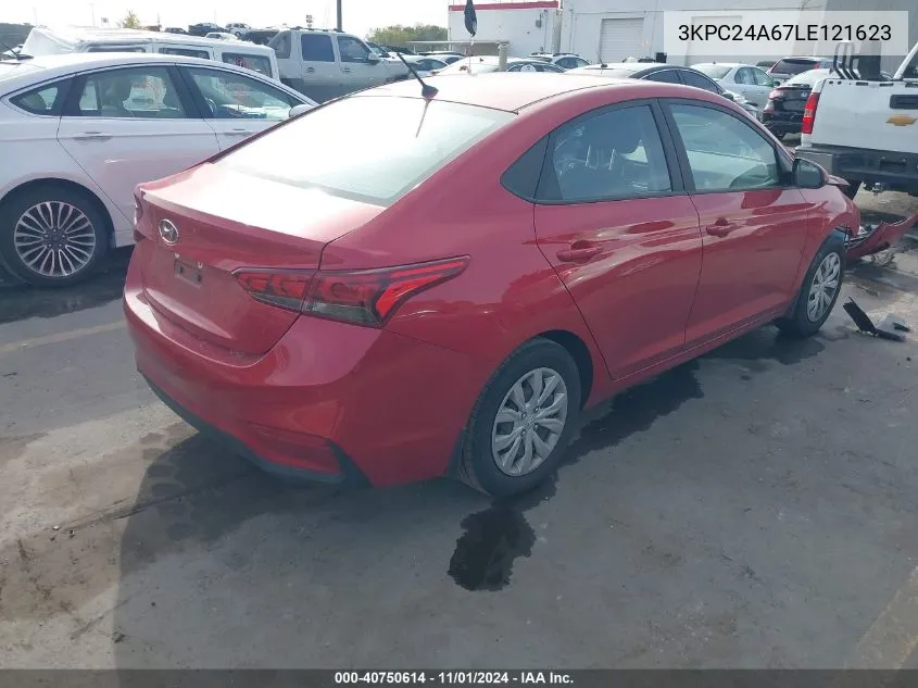 2020 Hyundai Accent Se VIN: 3KPC24A67LE121623 Lot: 40750614