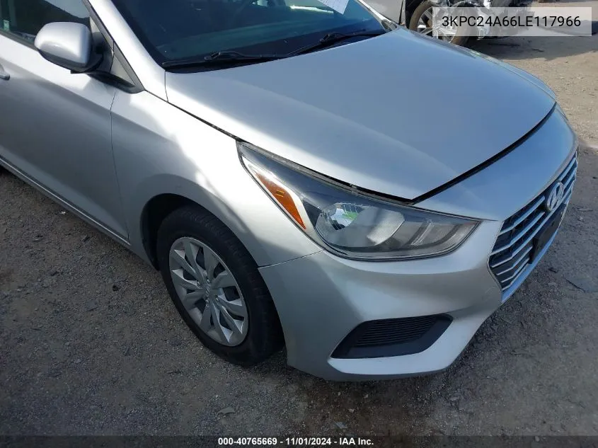 2020 Hyundai Accent Se VIN: 3KPC24A66LE117966 Lot: 40765669