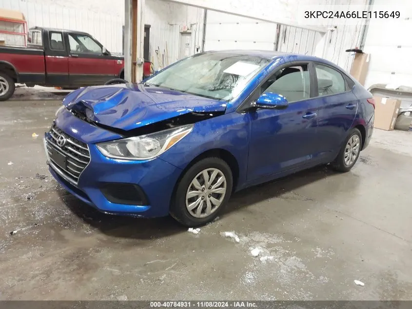 2020 Hyundai Accent Se VIN: 3KPC24A66LE115649 Lot: 40784931