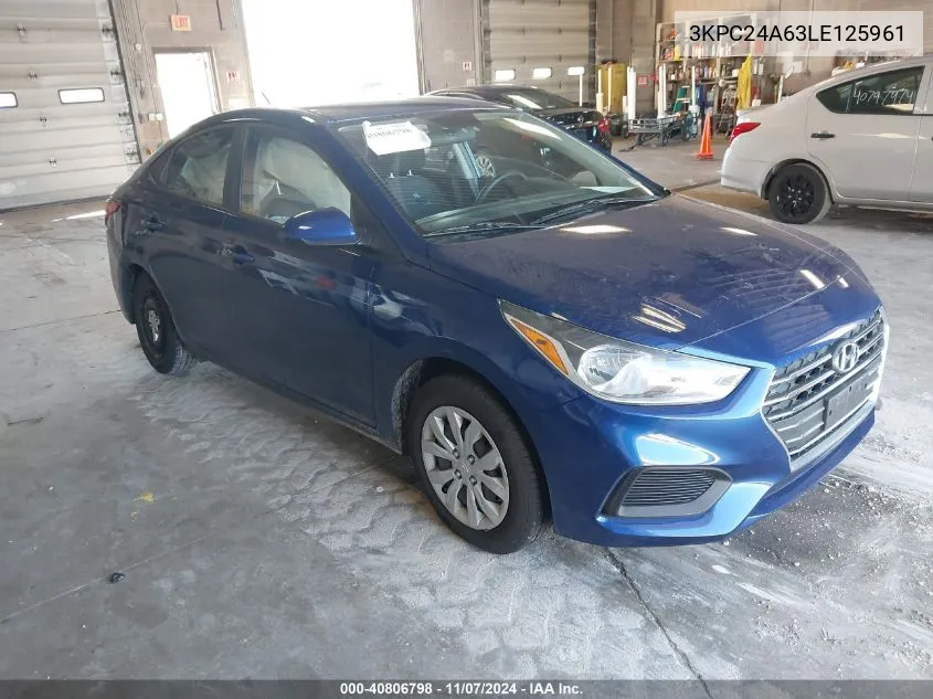 2020 Hyundai Accent Se VIN: 3KPC24A63LE125961 Lot: 40806798