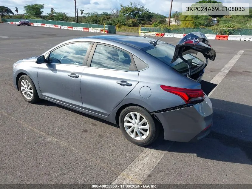 2020 Hyundai Accent Sel VIN: 3KPC24A69LE108033 Lot: 40825959