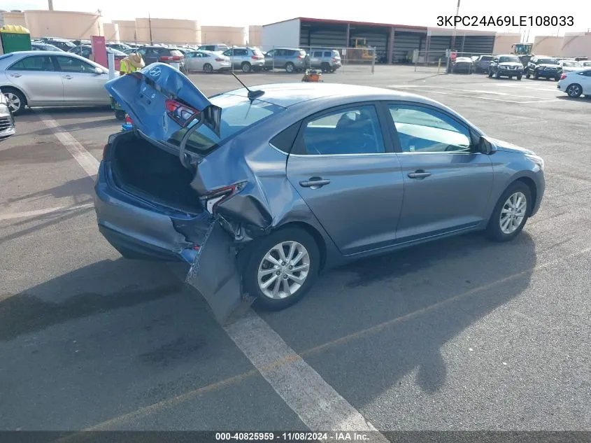 2020 Hyundai Accent Sel VIN: 3KPC24A69LE108033 Lot: 40825959