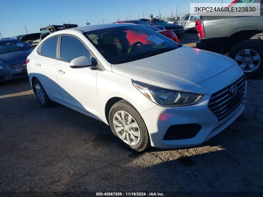 2020 Hyundai Accent Se VIN: 3KPC24A60LE123830 Lot: 40867659