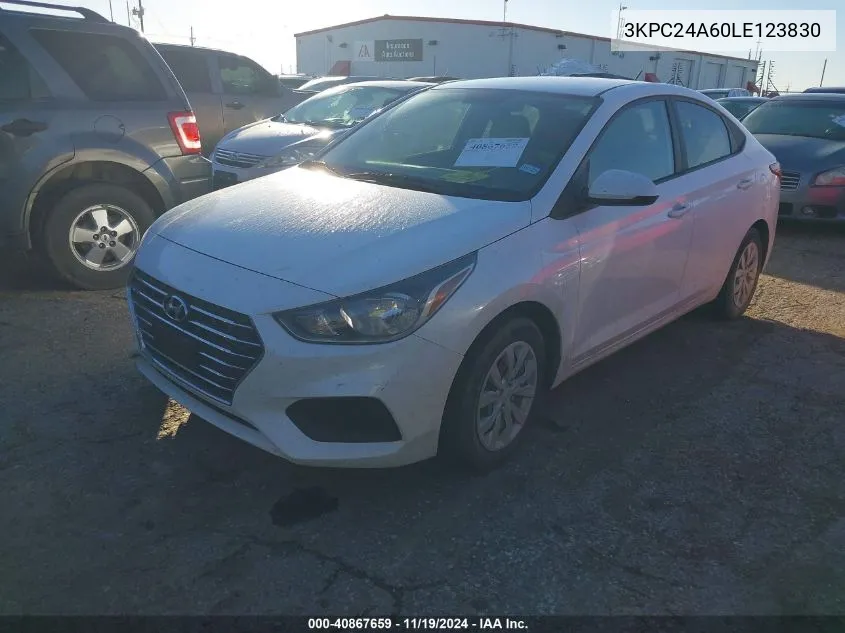 2020 Hyundai Accent Se VIN: 3KPC24A60LE123830 Lot: 40867659