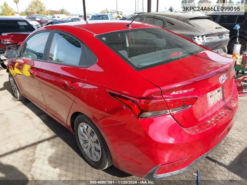 2020 Hyundai Accent Se VIN: 3KPC24A66LE099095 Lot: 40907061