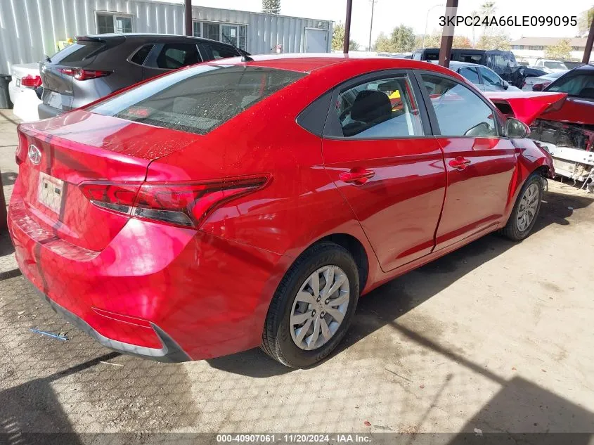 2020 Hyundai Accent Se VIN: 3KPC24A66LE099095 Lot: 40907061