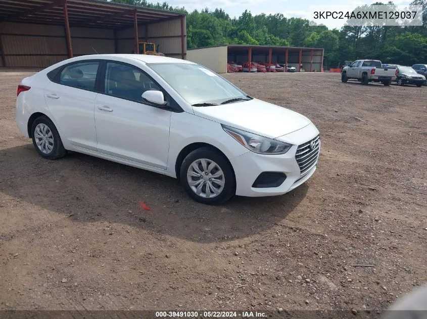 2021 Hyundai Accent Se VIN: 3KPC24A6XME129037 Lot: 39491030