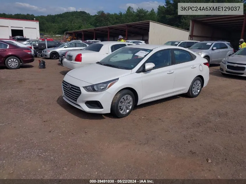 2021 Hyundai Accent Se VIN: 3KPC24A6XME129037 Lot: 39491030