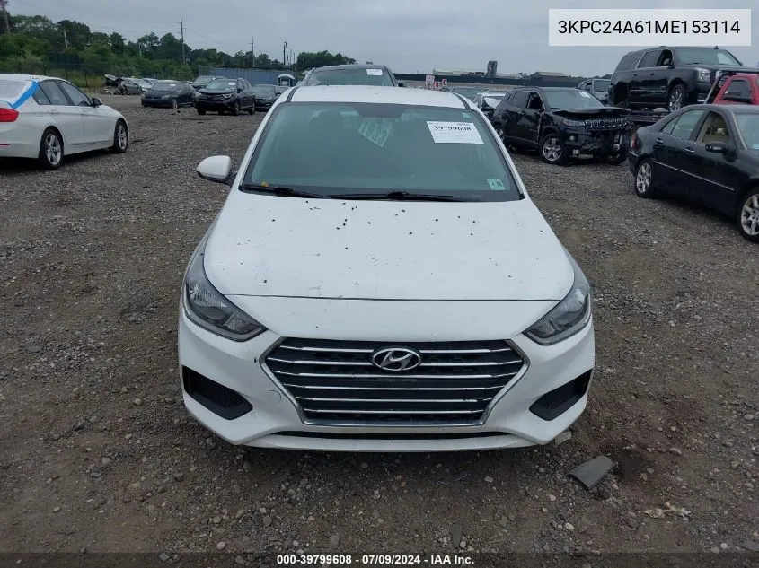 2021 Hyundai Accent Se VIN: 3KPC24A61ME153114 Lot: 39799608