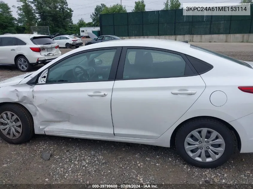 2021 Hyundai Accent Se VIN: 3KPC24A61ME153114 Lot: 39799608