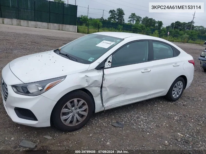 2021 Hyundai Accent Se VIN: 3KPC24A61ME153114 Lot: 39799608