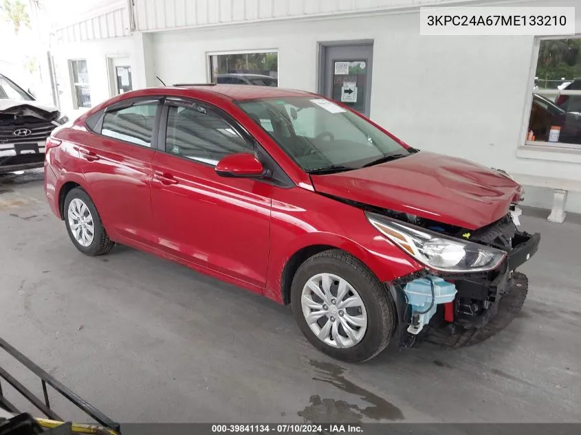 2021 Hyundai Accent Se VIN: 3KPC24A67ME133210 Lot: 39841134