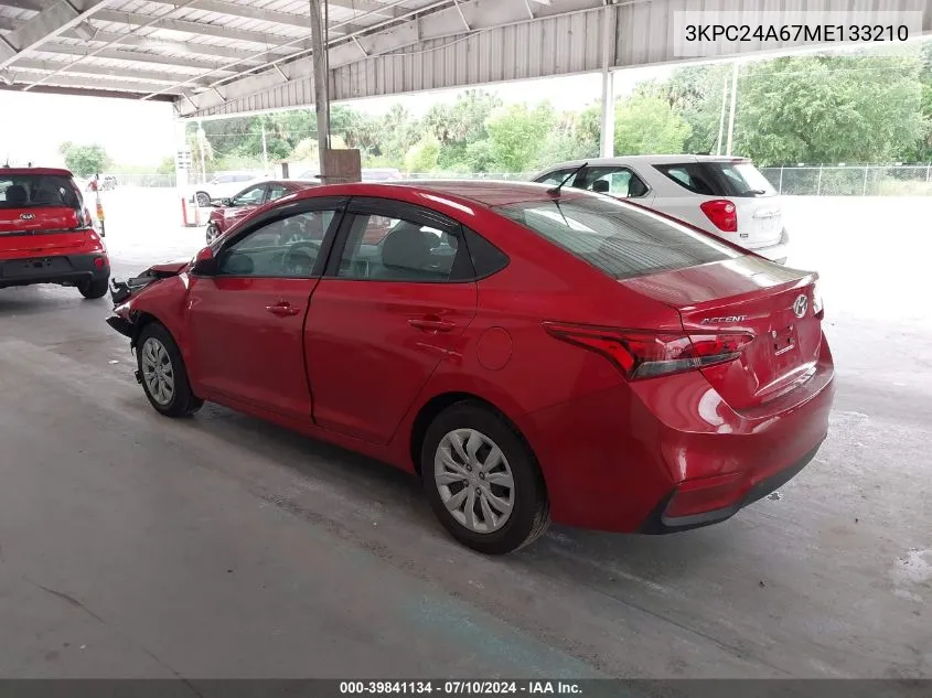 2021 Hyundai Accent Se VIN: 3KPC24A67ME133210 Lot: 39841134