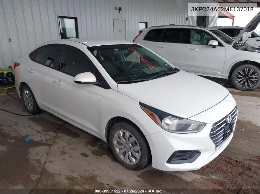 2021 Hyundai Accent Se VIN: 3KPC24A62ME137018 Lot: 39931522