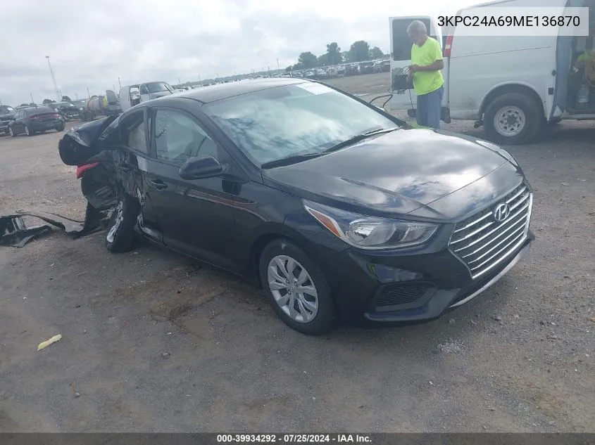 2021 Hyundai Accent Se VIN: 3KPC24A69ME136870 Lot: 39934292