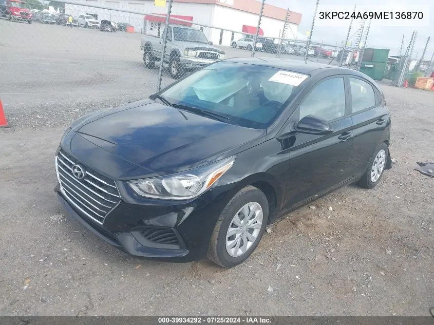 2021 Hyundai Accent Se VIN: 3KPC24A69ME136870 Lot: 39934292