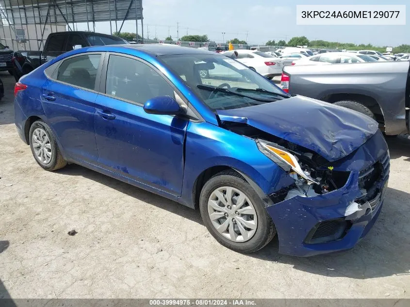 2021 Hyundai Accent Se VIN: 3KPC24A60ME129077 Lot: 39994975