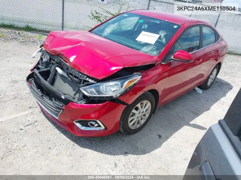 2021 Hyundai Accent Se/Sel VIN: 3KPC24A6XME150504 Lot: 40046993