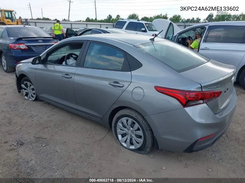 2021 Hyundai Accent Se VIN: 3KPC24A62ME133602 Lot: 40052718