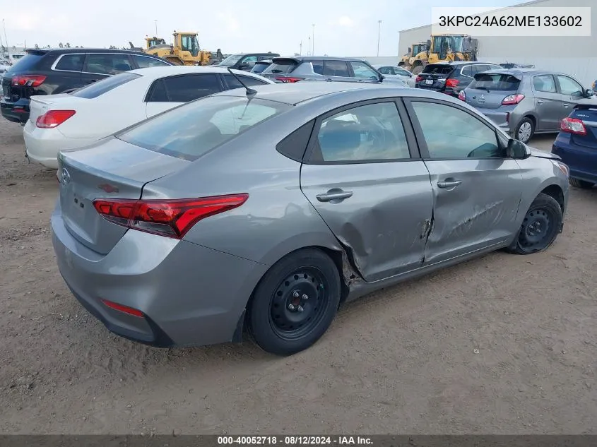 2021 Hyundai Accent Se VIN: 3KPC24A62ME133602 Lot: 40052718