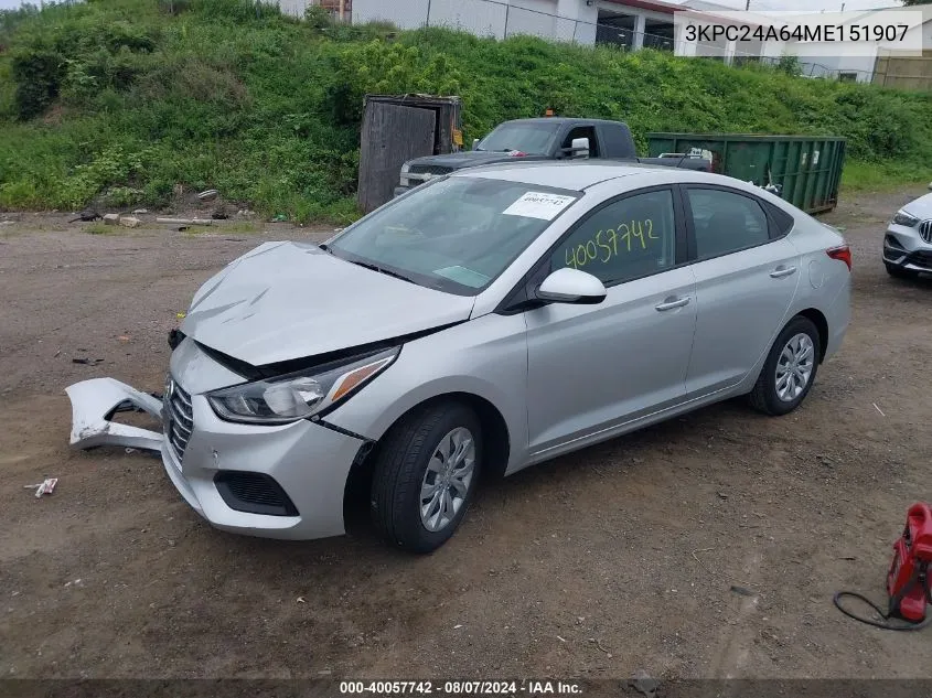 2021 Hyundai Accent Se VIN: 3KPC24A64ME151907 Lot: 40057742