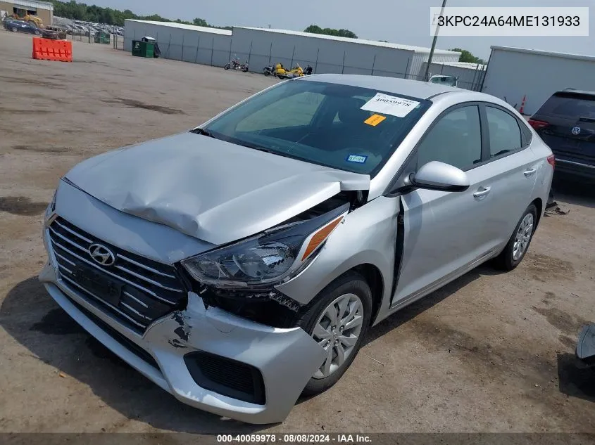 2021 Hyundai Accent Se VIN: 3KPC24A64ME131933 Lot: 40059978