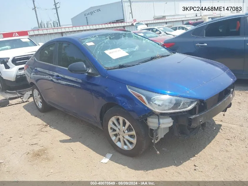 2021 Hyundai Accent Sel VIN: 3KPC24A68ME147083 Lot: 40070549