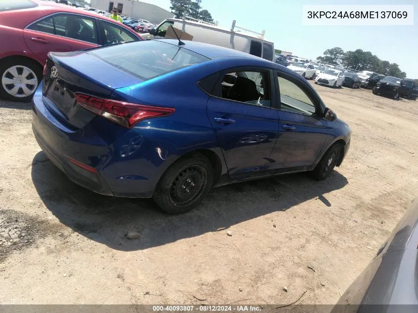 2021 Hyundai Accent Se VIN: 3KPC24A68ME137069 Lot: 40093807