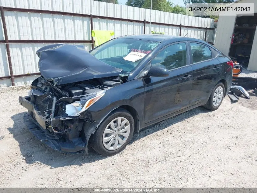 2021 Hyundai Accent Se VIN: 3KPC24A64ME142043 Lot: 40096326