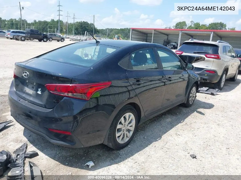 2021 Hyundai Accent Se VIN: 3KPC24A64ME142043 Lot: 40096326