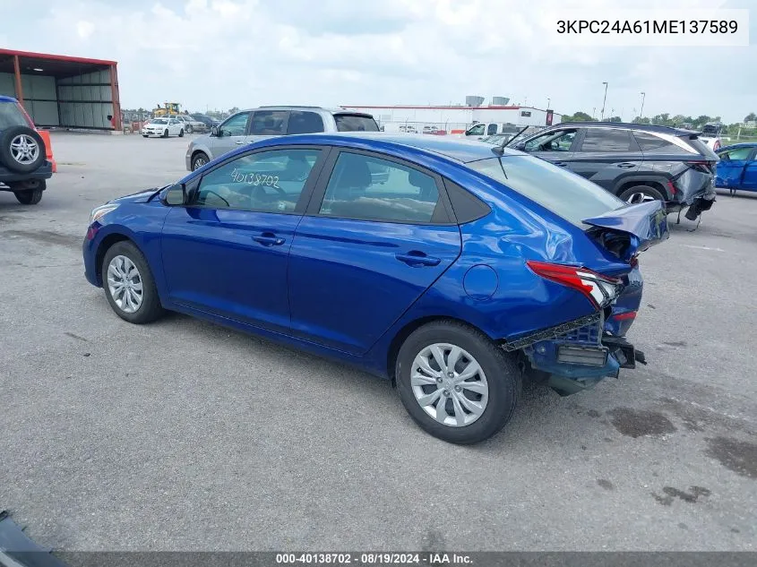 3KPC24A61ME137589 2021 Hyundai Accent Se