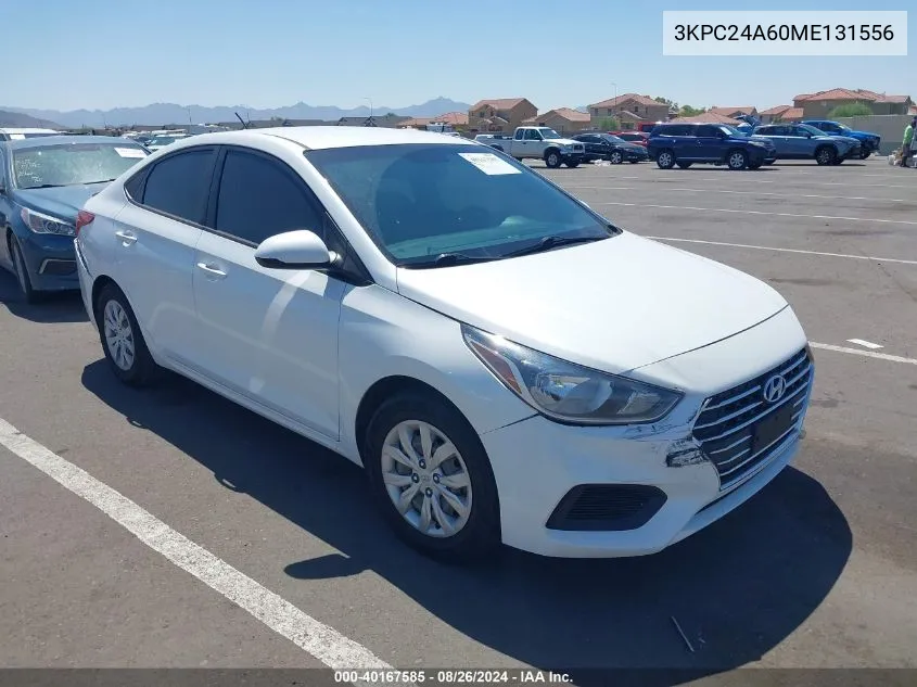 2021 Hyundai Accent Se VIN: 3KPC24A60ME131556 Lot: 40167585