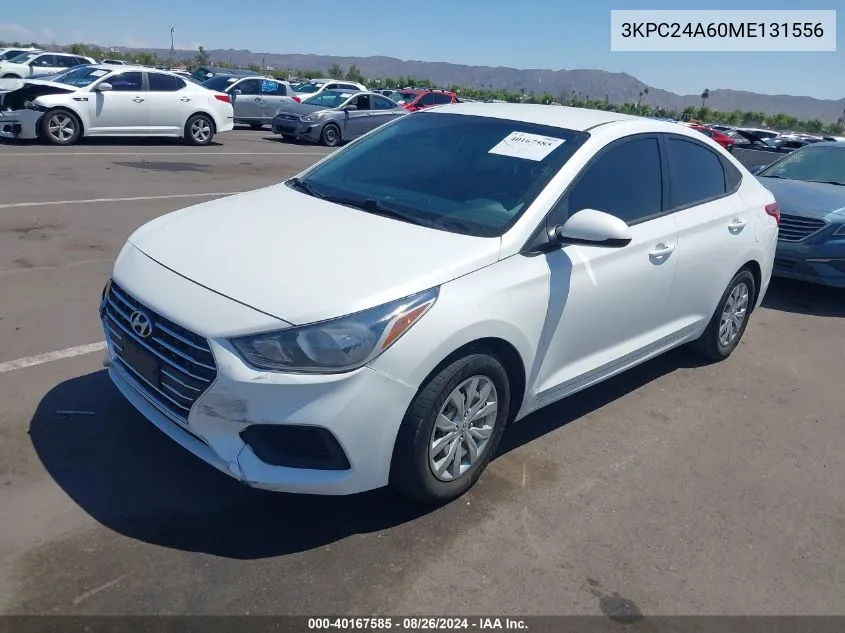 2021 Hyundai Accent Se VIN: 3KPC24A60ME131556 Lot: 40167585