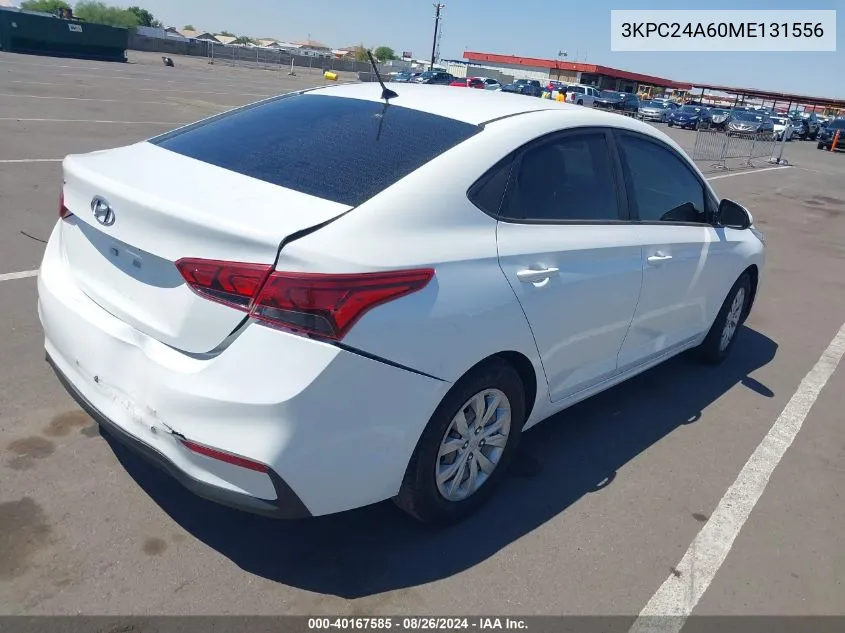 2021 Hyundai Accent Se VIN: 3KPC24A60ME131556 Lot: 40167585