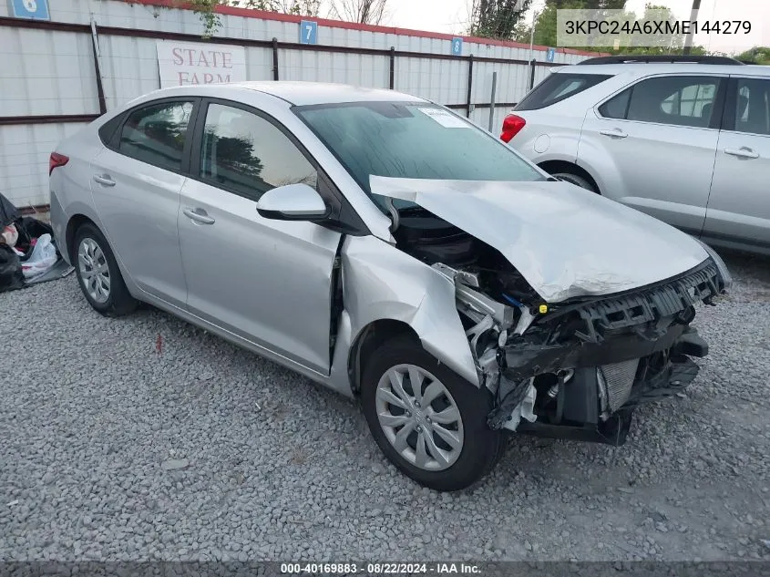 2021 Hyundai Accent Se VIN: 3KPC24A6XME144279 Lot: 40169883