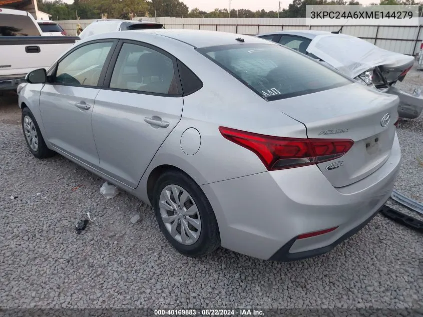 2021 Hyundai Accent Se VIN: 3KPC24A6XME144279 Lot: 40169883