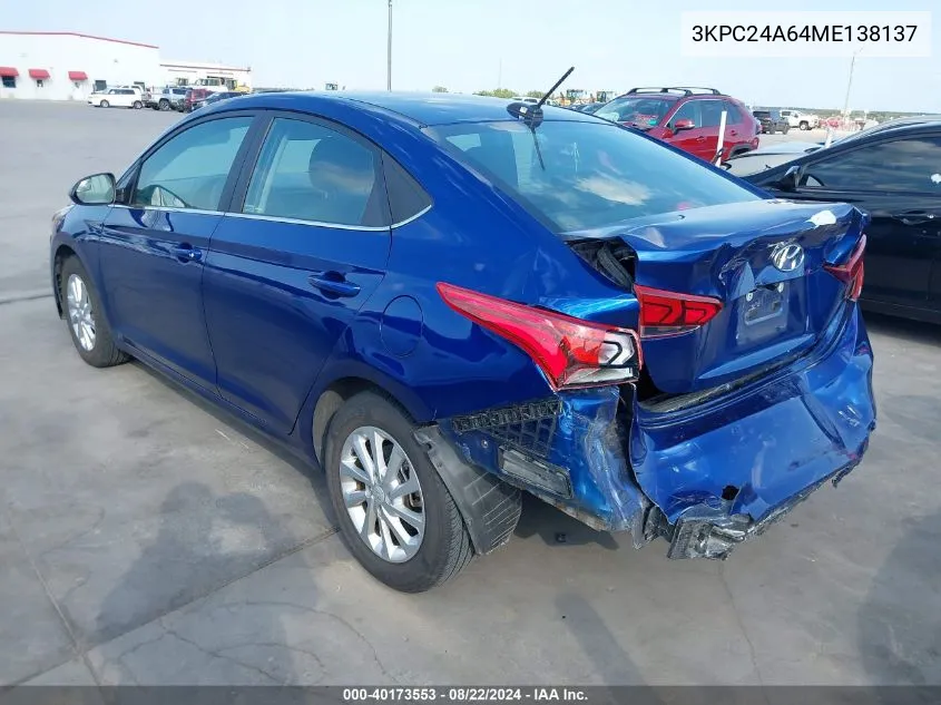 3KPC24A64ME138137 2021 Hyundai Accent Sel