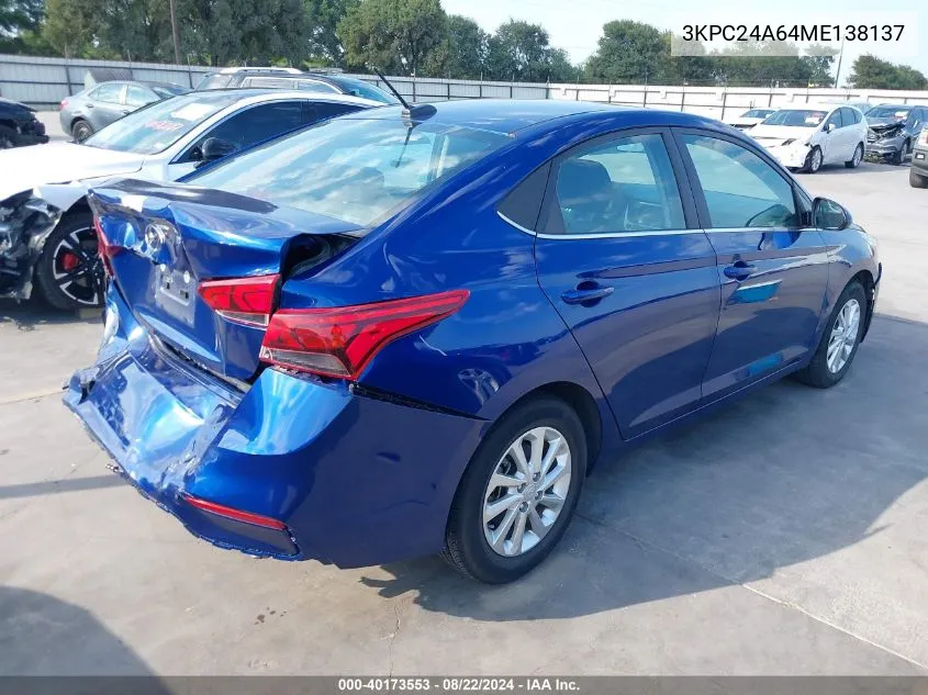 3KPC24A64ME138137 2021 Hyundai Accent Sel