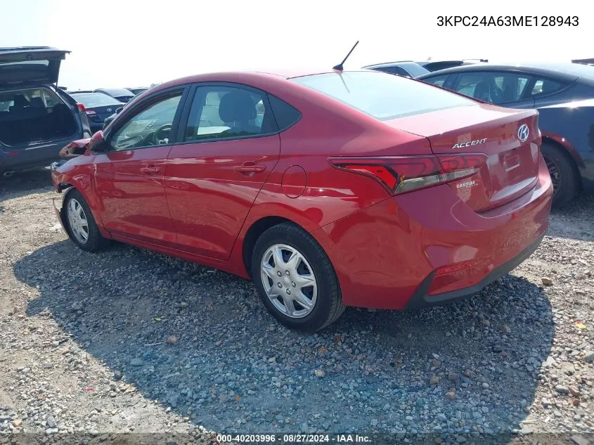 2021 Hyundai Accent Se VIN: 3KPC24A63ME128943 Lot: 40203996