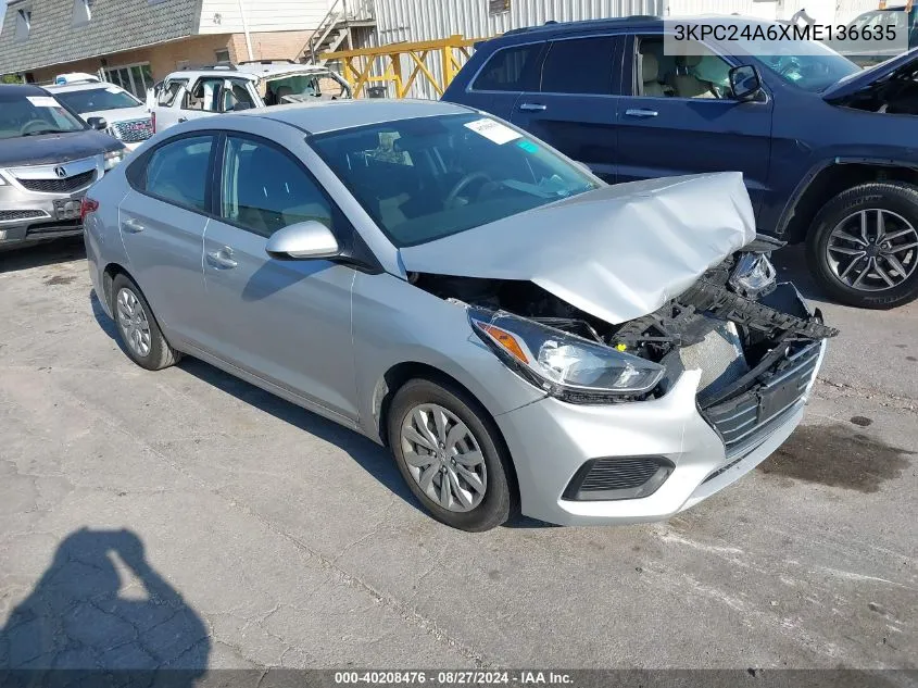 3KPC24A6XME136635 2021 Hyundai Accent Se